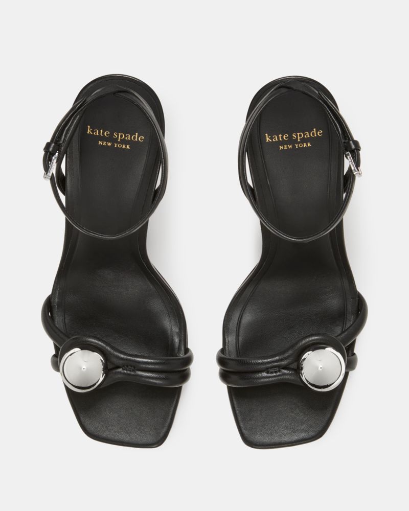 Katespade Harmony Smooth Leather High Heel Sandal Black