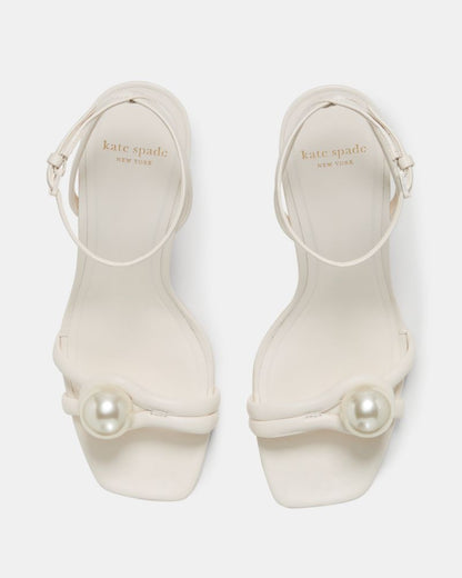Katespade Harmony Smooth Leather High Heel Sandal Cream