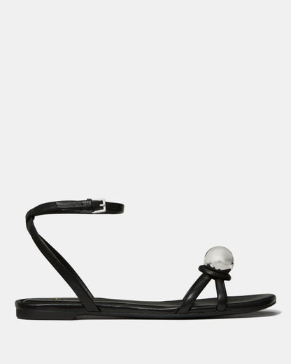 Katespade Harmony Smooth Leather Flat Sandal Black