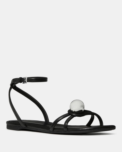 Katespade Harmony Smooth Leather Flat Sandal Black