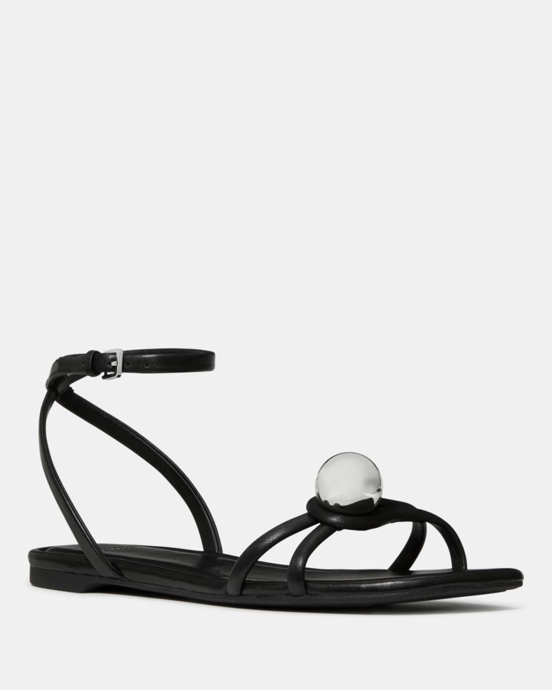 Katespade Harmony Smooth Leather Flat Sandal Black