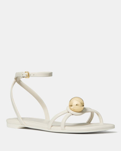 Katespade Harmony Smooth Leather Flat Sandal Cream