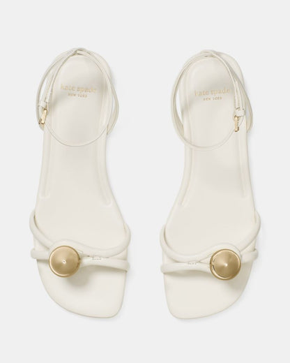 Katespade Harmony Smooth Leather Flat Sandal Cream