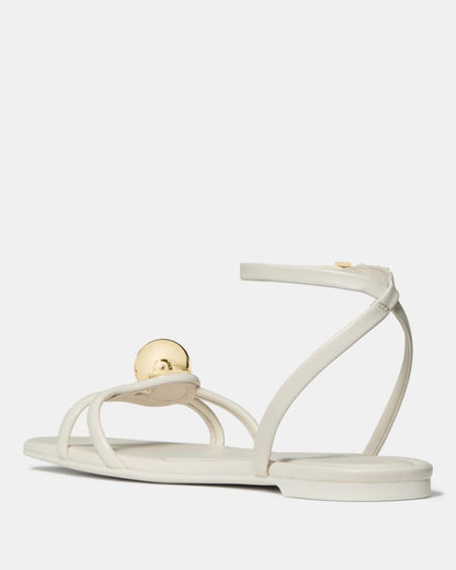 Katespade Harmony Smooth Leather Flat Sandal Cream