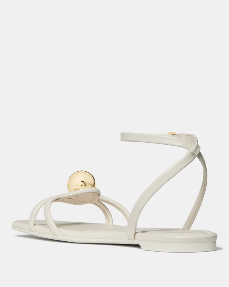 Katespade Harmony Smooth Leather Flat Sandal Cream