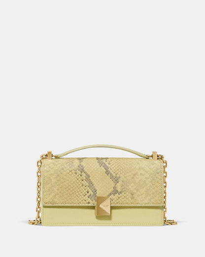 KateSpade Deco Snake Embossed Mini Crossbody Bag Pale Citron