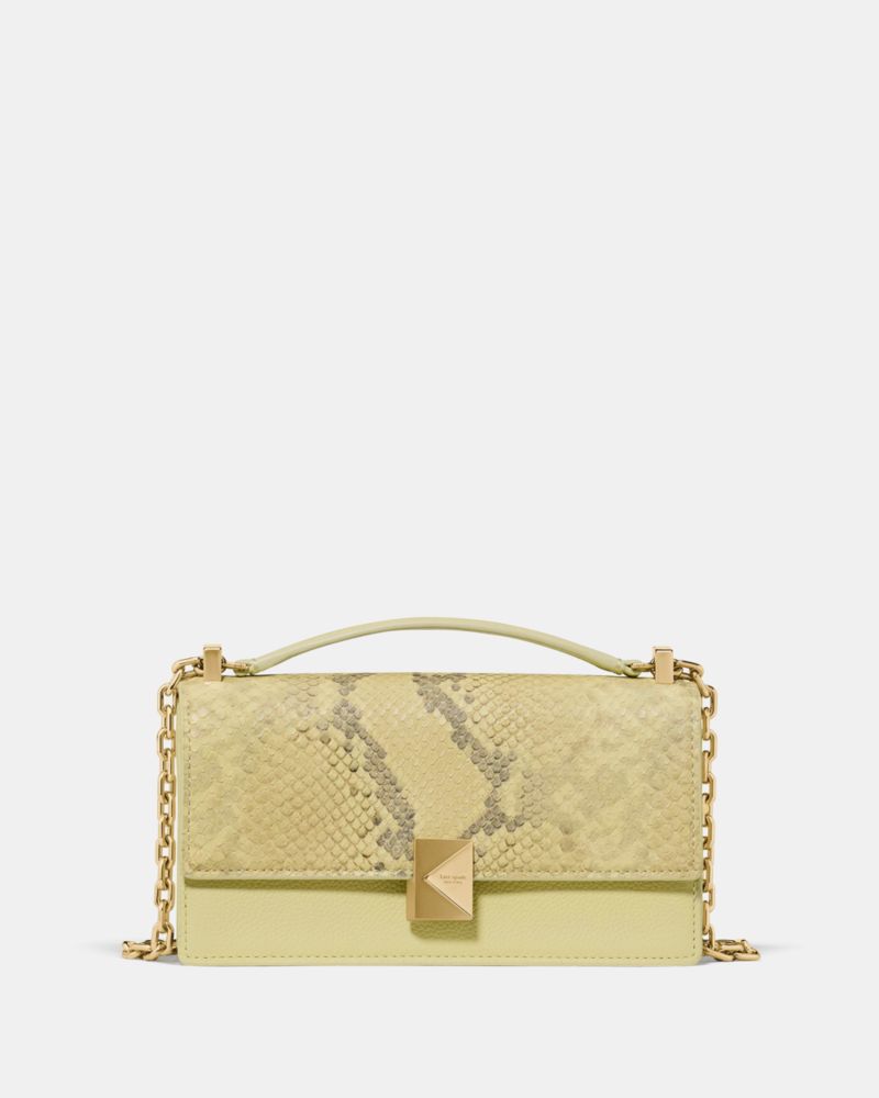 KateSpade Deco Snake Embossed Mini Crossbody Bag Pale Citron