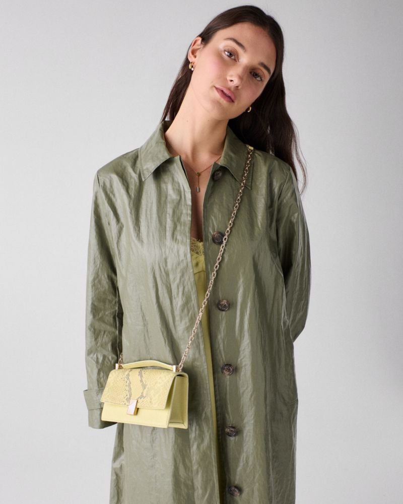 KateSpade Deco Snake Embossed Mini Crossbody Bag Pale Citron