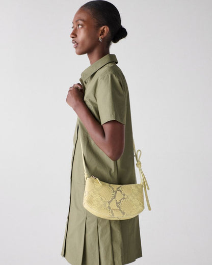 KateSpade Loop Snake Embossed Crossbody Bag Pale Citron