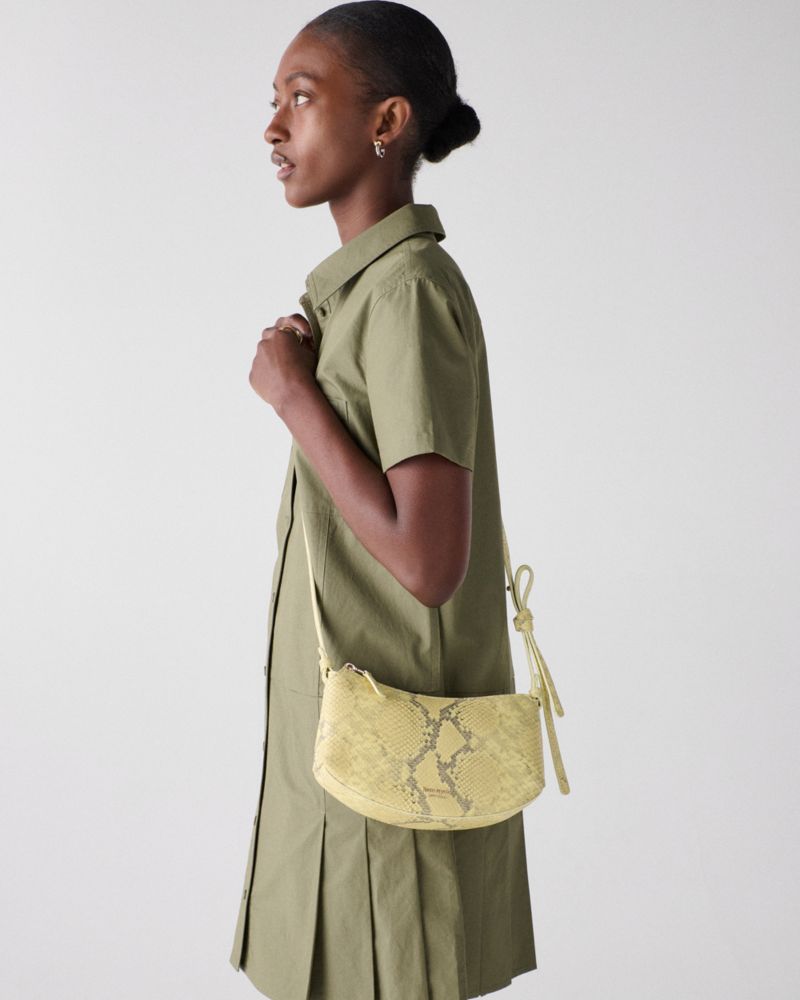 KateSpade Loop Snake Embossed Crossbody Bag Pale Citron