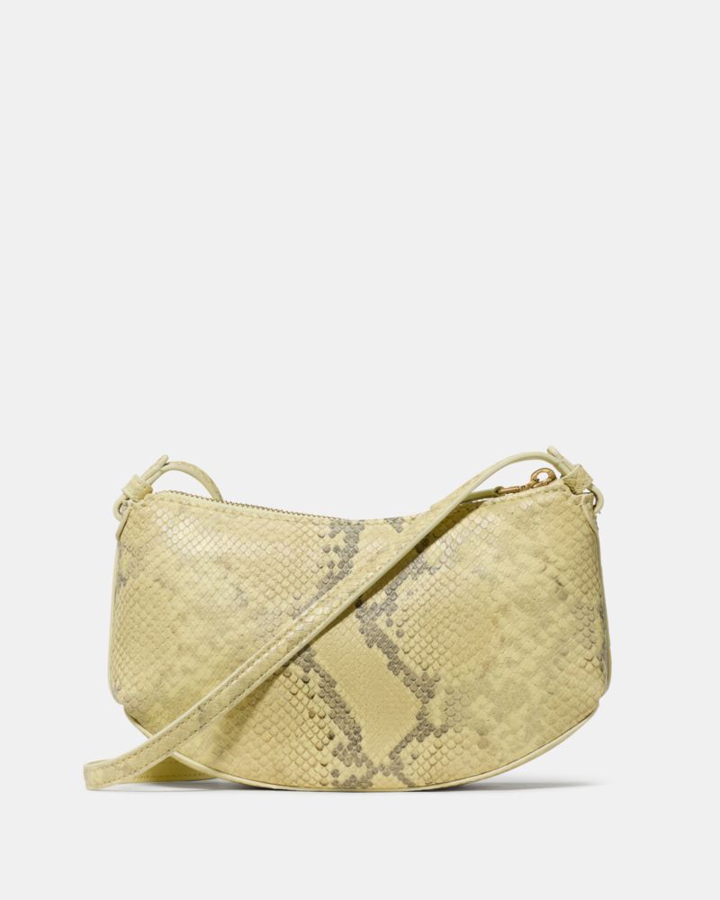 KateSpade Loop Snake Embossed Crossbody Bag Pale Citron