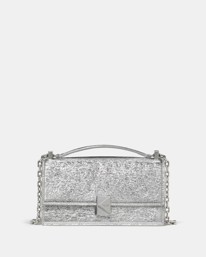 KateSpade Deco Crinkle Metallic Mini Crossbody Bag Silver