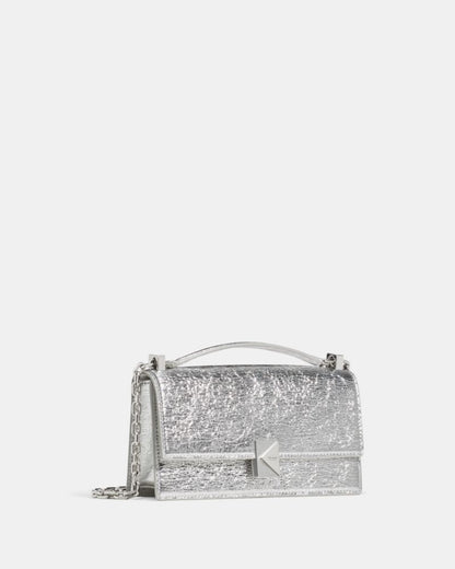KateSpade Deco Crinkle Metallic Mini Crossbody Bag Silver