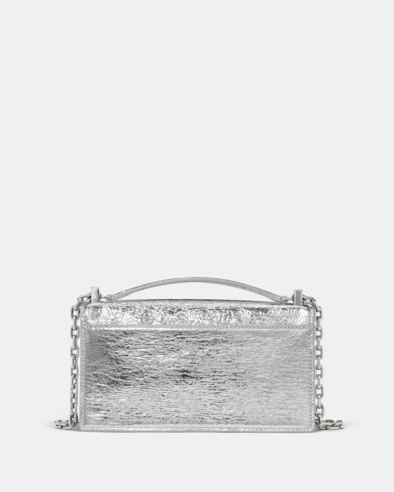 KateSpade Deco Crinkle Metallic Mini Crossbody Bag Silver