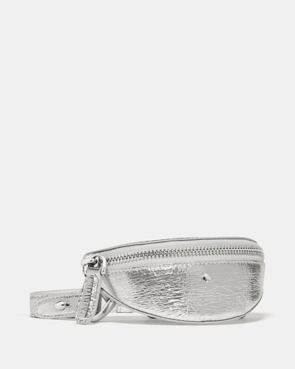 KateSpade Duo Crinkle Metallic Leather Crossbody Bag Silver