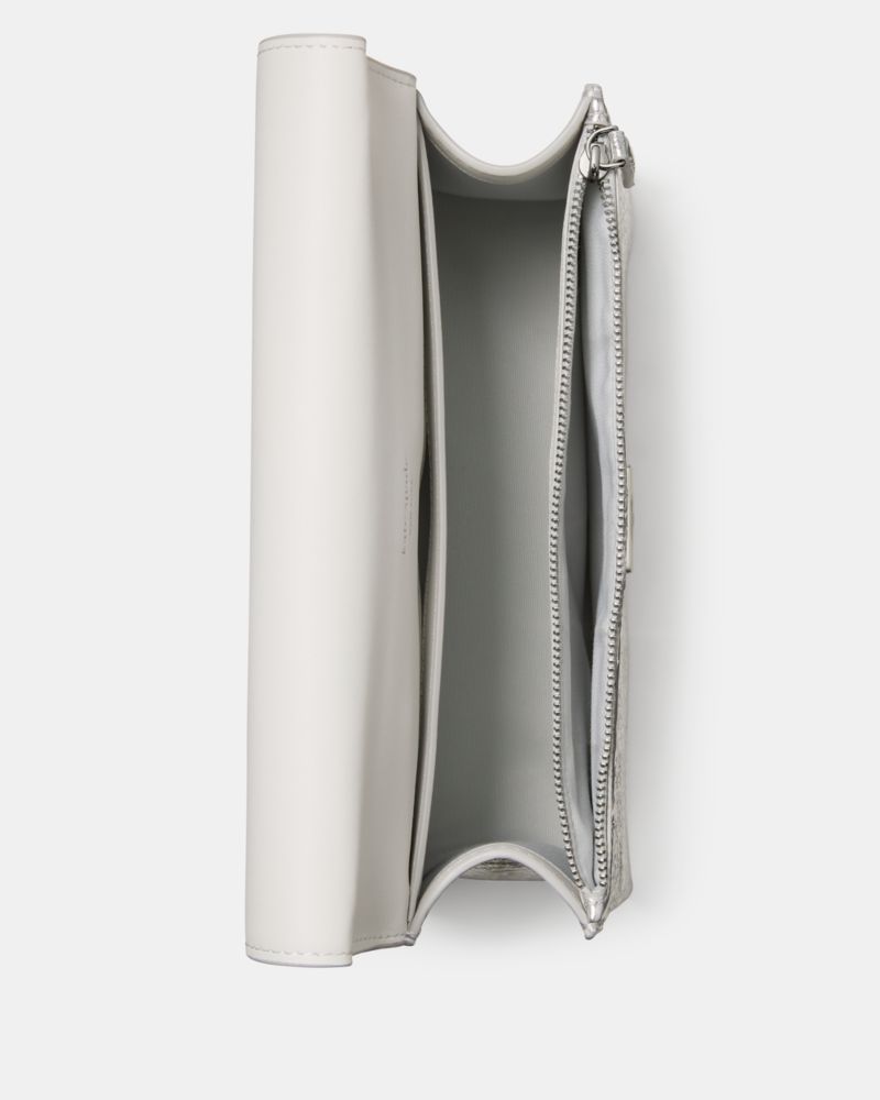KateSpade Deco Crinkle Metallic Chain Shoulder Bag Silver