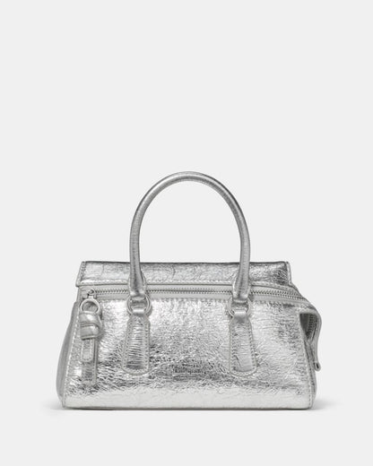 KateSpade Bond Crinkle Metallic Leather Mini Bag Silver