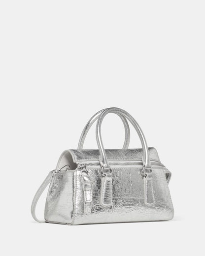 KateSpade Bond Crinkle Metallic Leather Mini Bag Silver