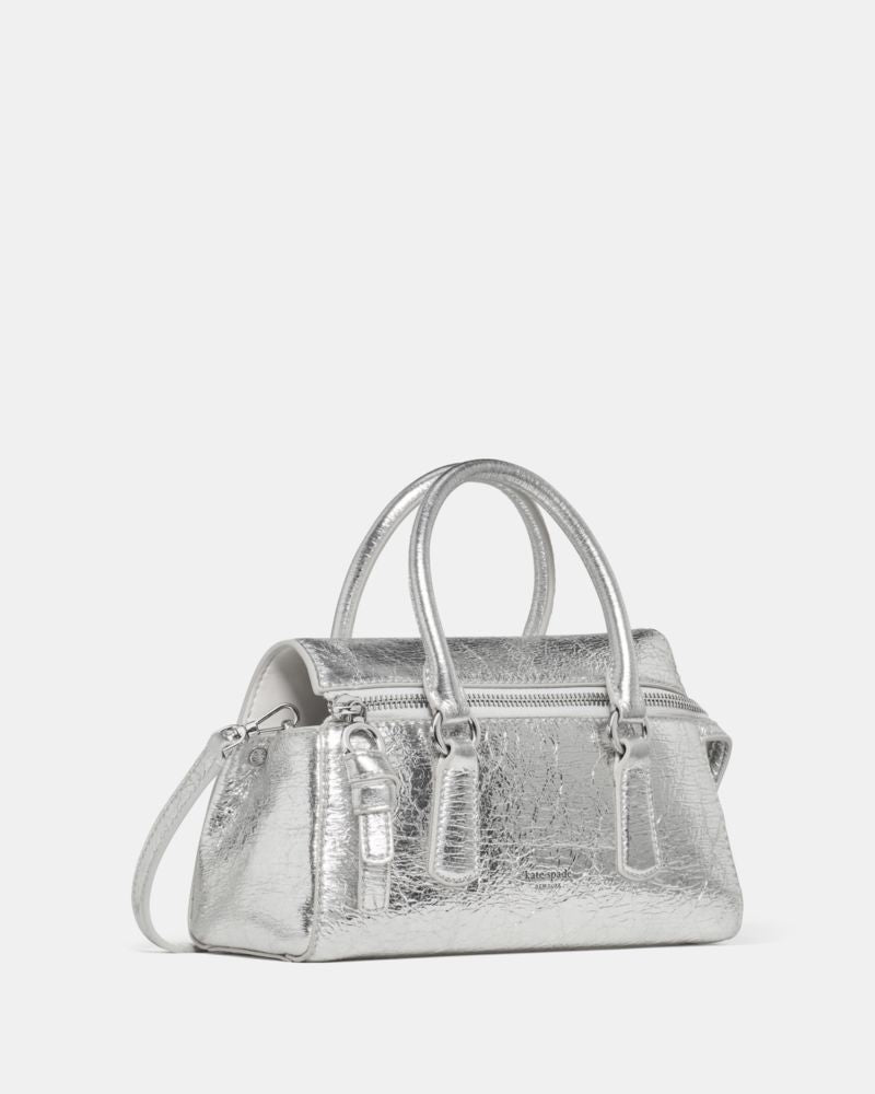 KateSpade Bond Crinkle Metallic Leather Mini Bag Silver