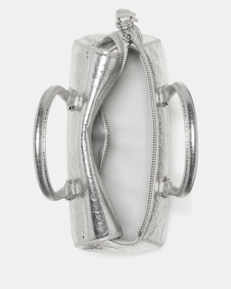 KateSpade Bond Crinkle Metallic Leather Mini Bag Silver