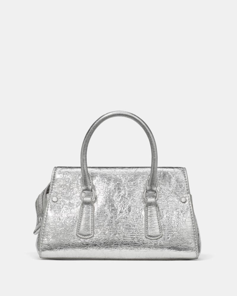 KateSpade Bond Crinkle Metallic Leather Mini Bag Silver