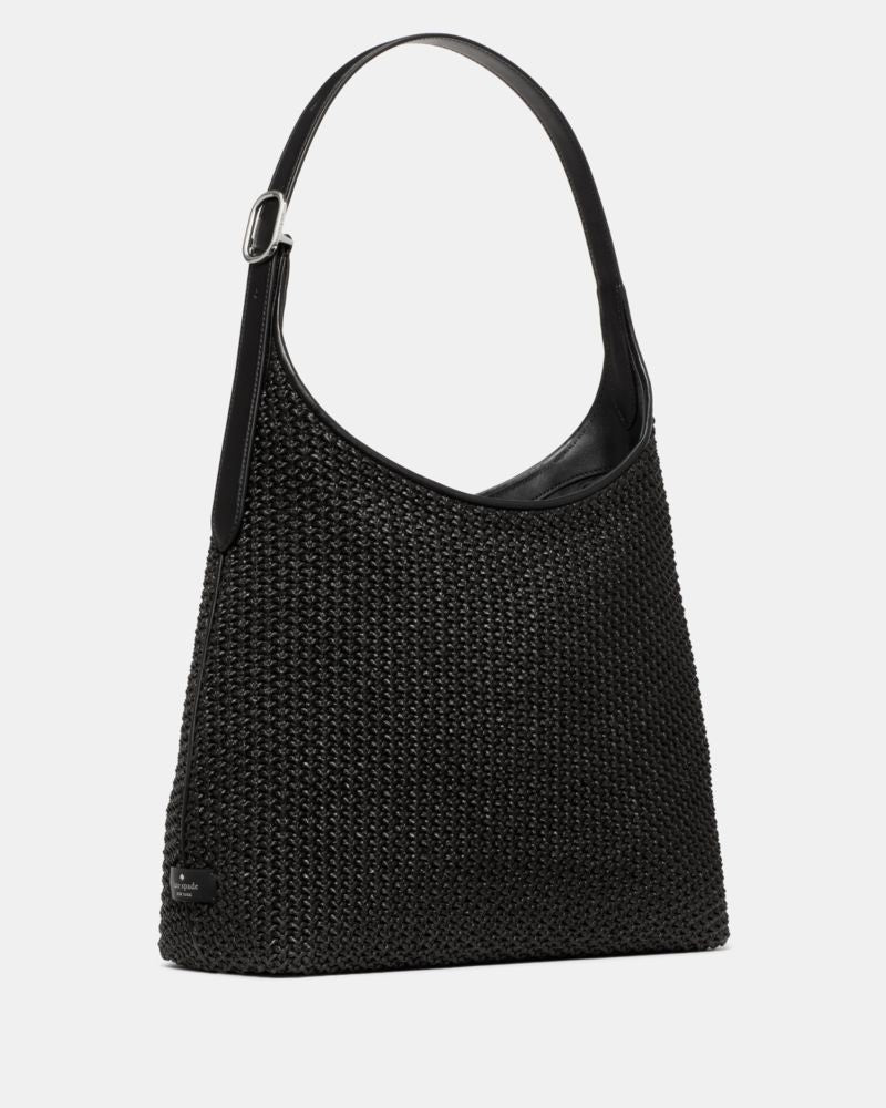 KateSpade 454 Straw Large Shoulder Bag Black