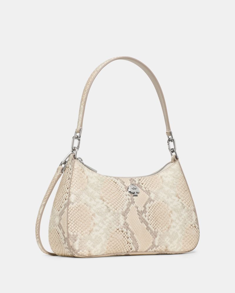 KateSpade Kayla Snake Embossed Shoulder Bag Natural Multi
