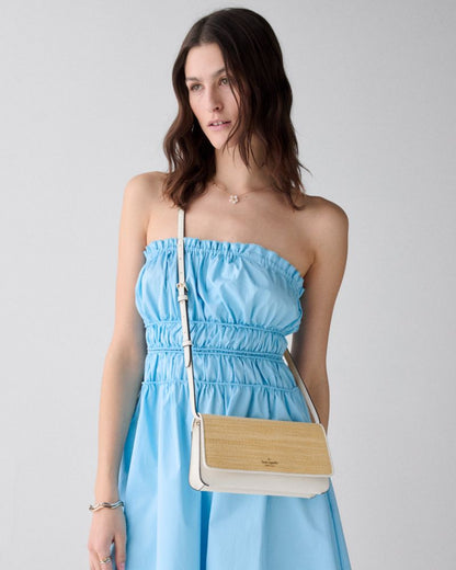 KateSpade Ivy Straw Crossbody Bag Natural Multi