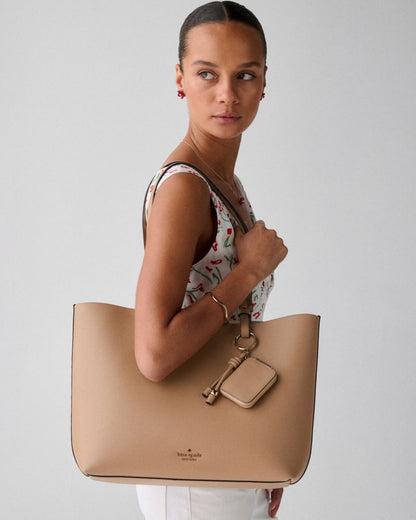 KateSpade Tessa Tote Bag With Charm Light Fawn