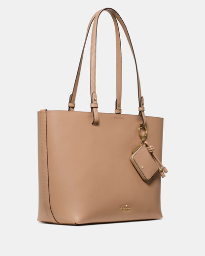 KateSpade Tessa Tote Bag With Charm Light Fawn