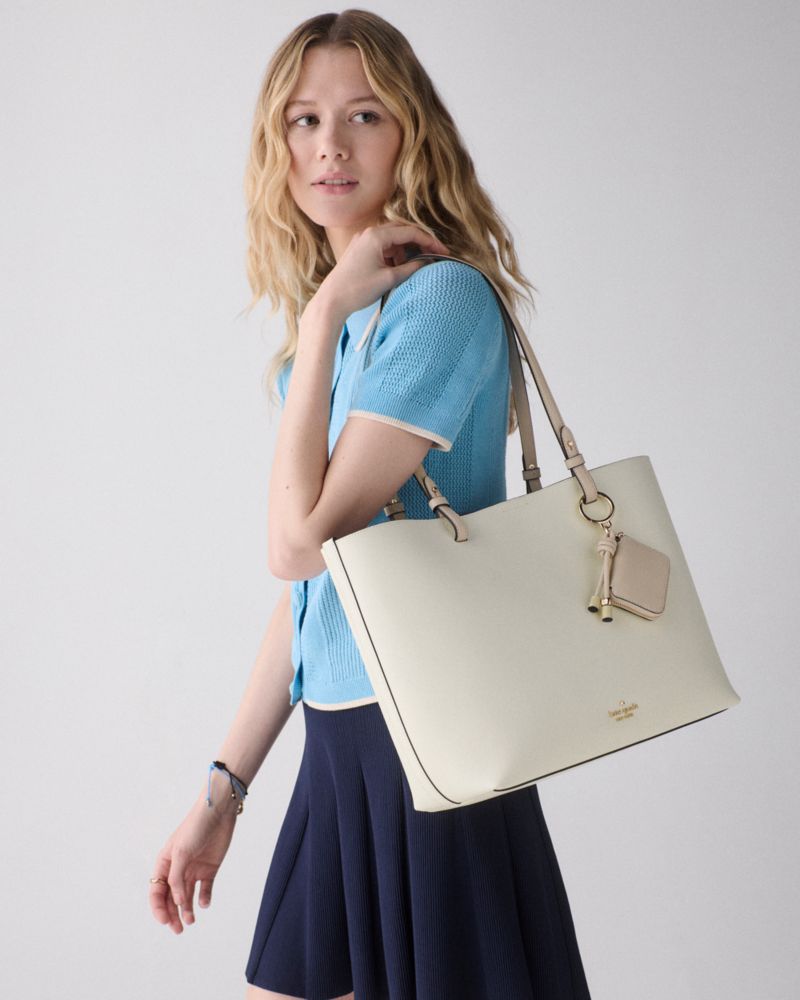 KateSpade Tessa Tote Bag With Charm Light Cream Multi