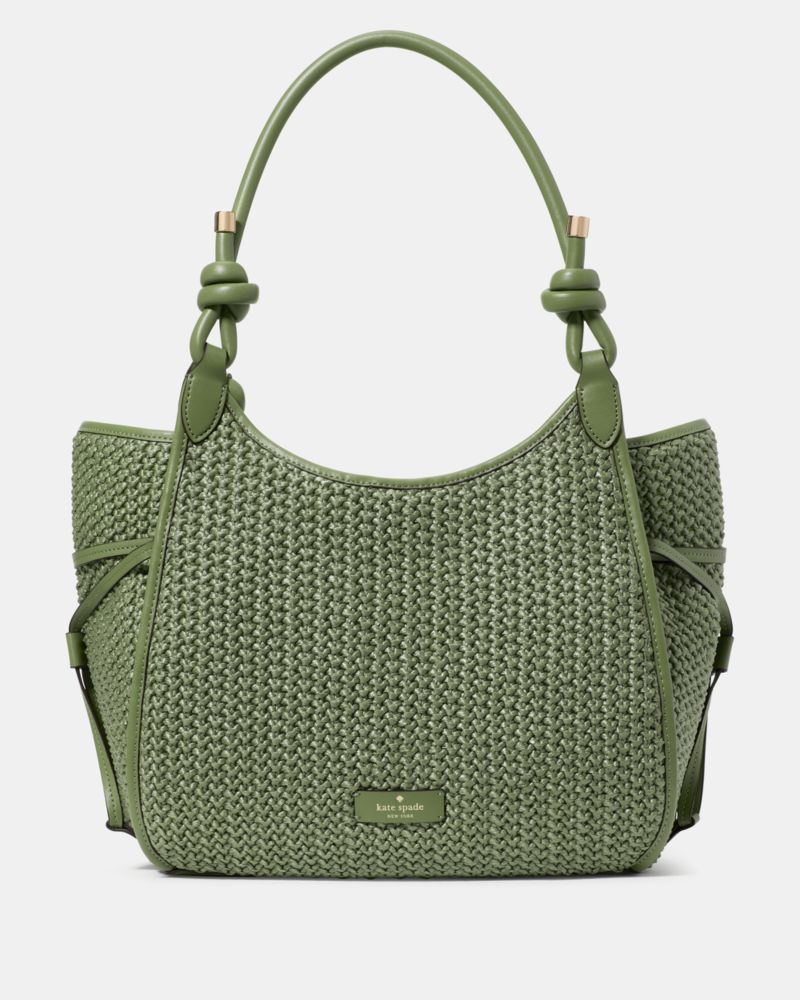KateSpade Stash Straw Carryall Bag Cedar Stand