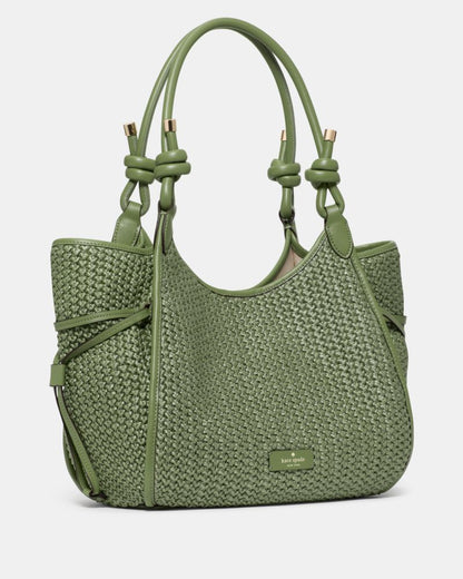 KateSpade Stash Straw Carryall Bag Cedar Stand