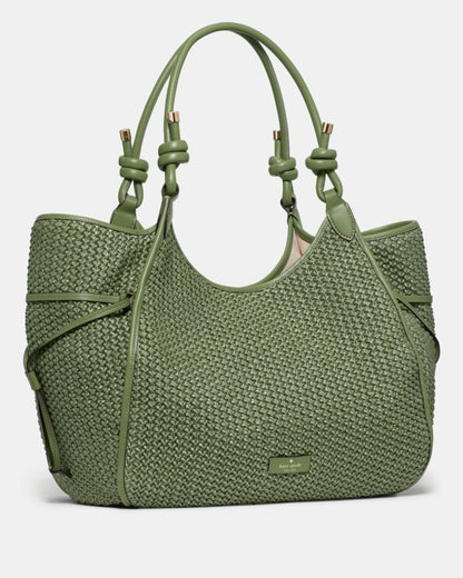 KateSpade Stash Straw Large Carryall Bag Cedar Stand