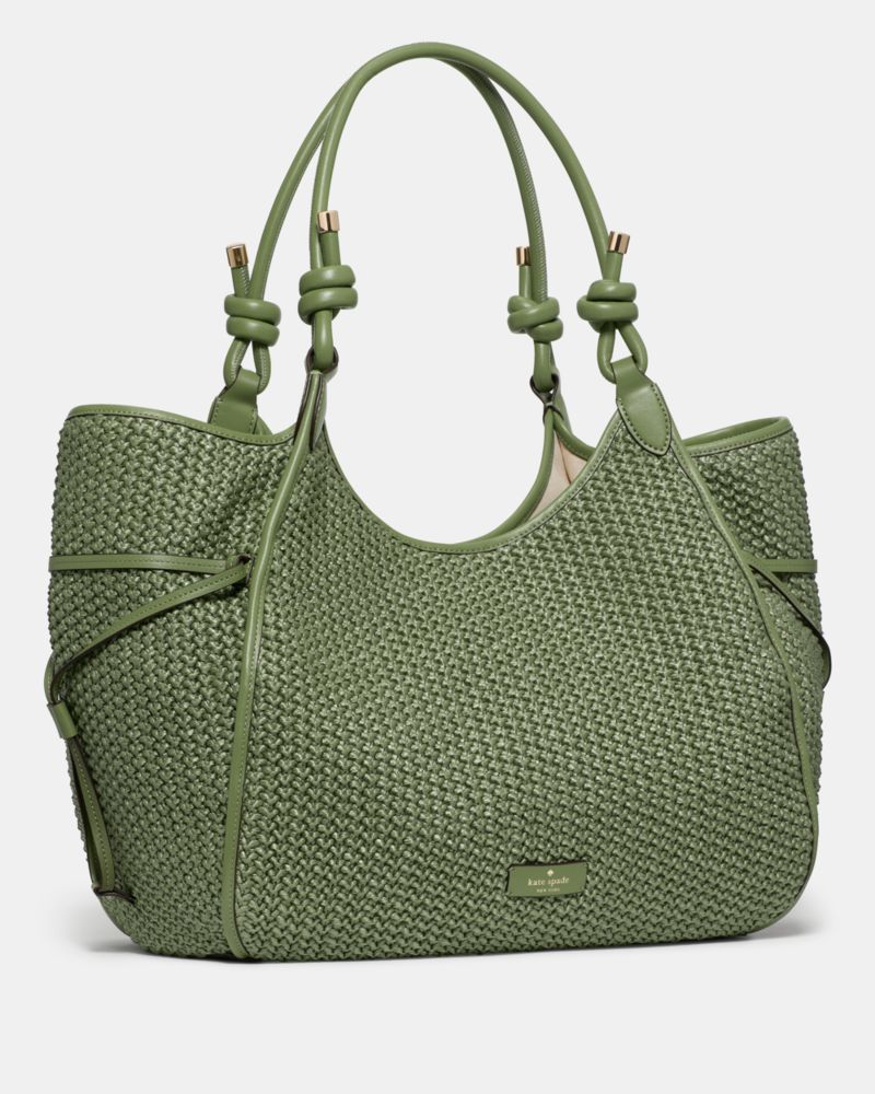 KateSpade Stash Straw Large Carryall Bag Cedar Stand