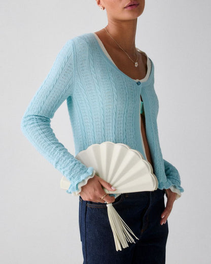 KateSpade Lotus Fan Clutch Bag Meringue