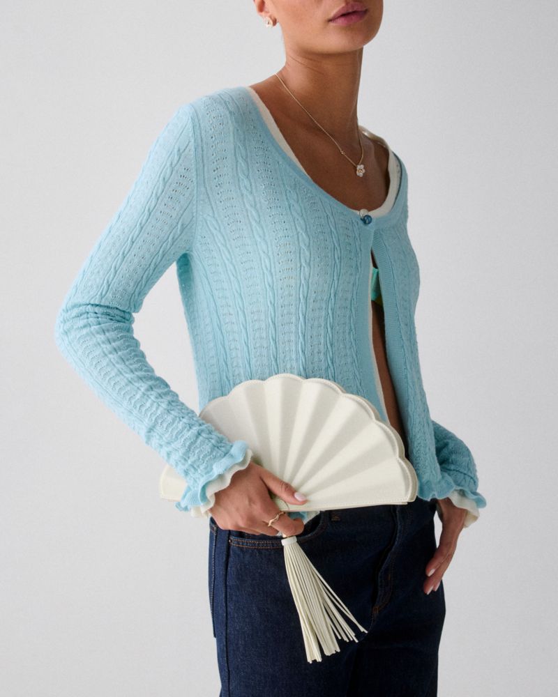 KateSpade Lotus Fan Clutch Bag Meringue