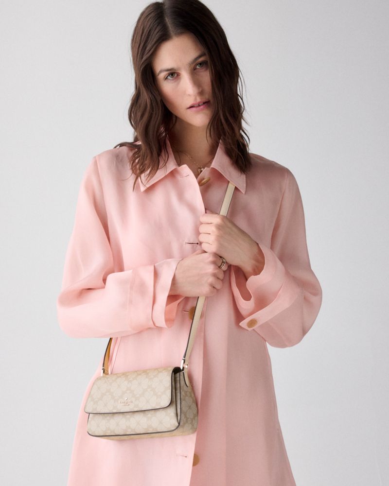 KateSpade Sutton Spade Flower Mini Crossbody Bag Dark Beige Moon Dust