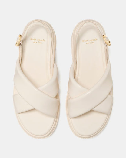 Katespade Halo Criss Cross Lug Sandal Cream