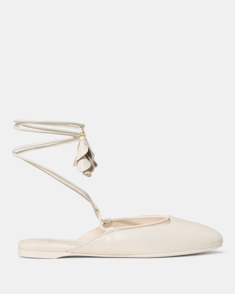 Katespade Eloise Ankle Wrap Mule Flat Cream