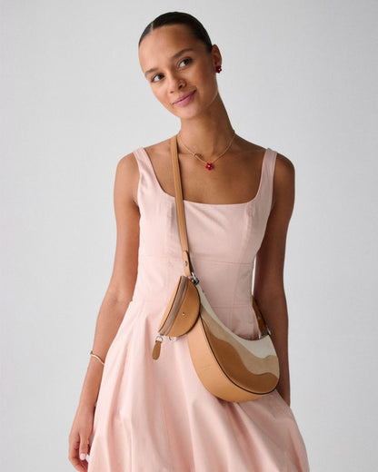 KateSpade Duo Wavy Suede Crossbody Bag Garden Soil
