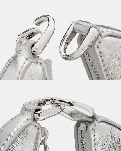KateSpade Duo Crinkle Metallic Mini Shoulder Silver