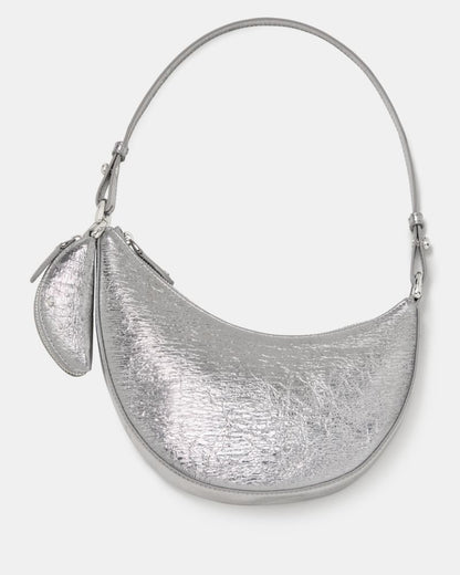 KateSpade Duo Crinkle Metallic Mini Shoulder Silver