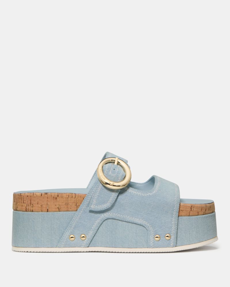 Katespade Halo Platform Footbed Sandal Extra Light Denim