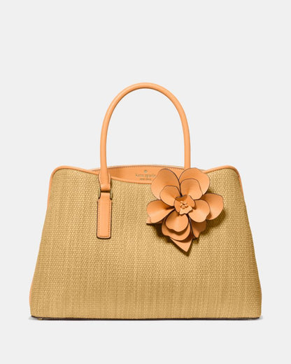 KateSpade Thompson Street Straw Satchel Bag With Charm Desert Sunset Multi