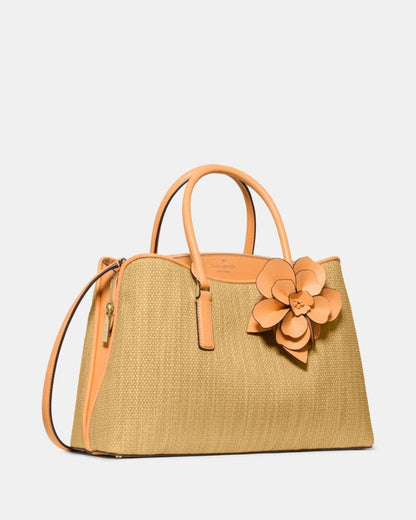 KateSpade Thompson Street Straw Satchel Bag With Charm Desert Sunset Multi