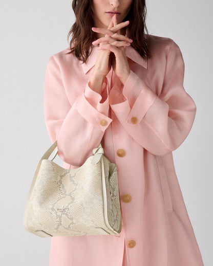 KateSpade Knott Snake Embossed Carryall Bag Natural Multi