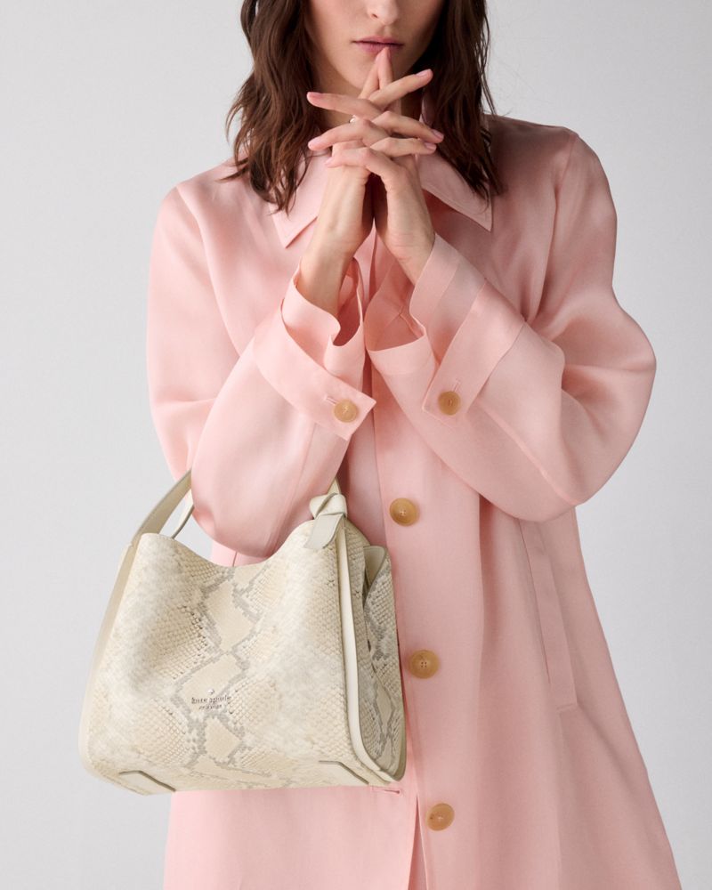 KateSpade Knott Snake Embossed Carryall Bag Natural Multi