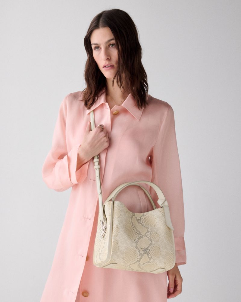 KateSpade Knott Snake Embossed Carryall Bag Natural Multi