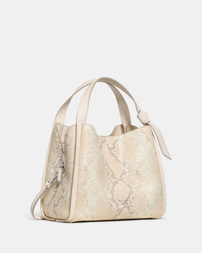 KateSpade Knott Snake Embossed Carryall Bag Natural Multi